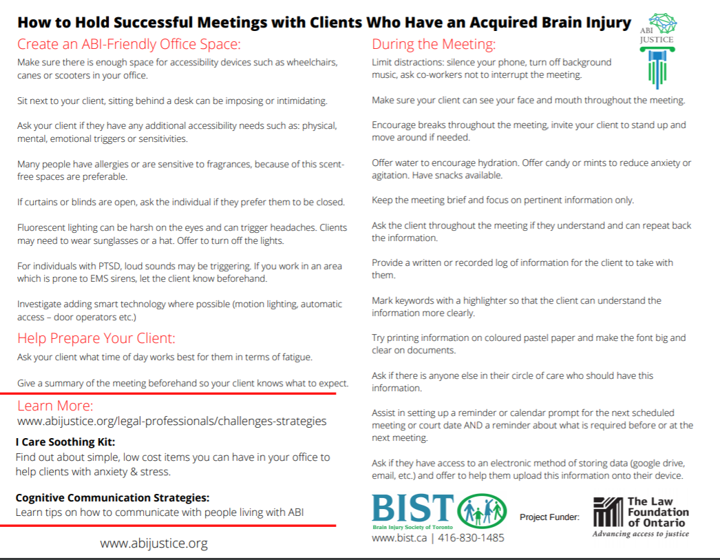 How to Hold an accessible meeting for lawyers with clients who live with brain injury